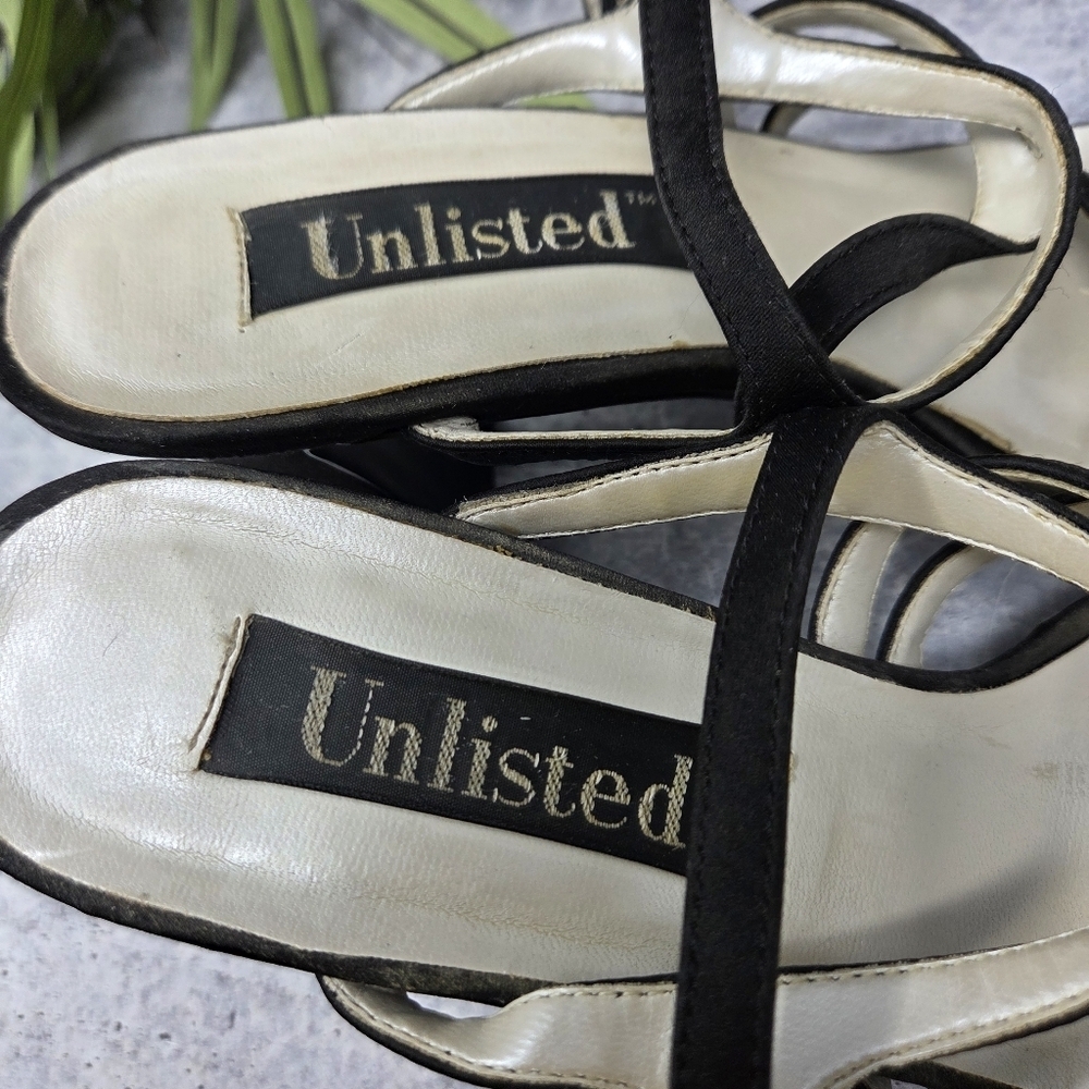 Vintage 90s 00s Unlisted | Black Strappy Heeled Sandals Size 10 - Picture 12 of 12